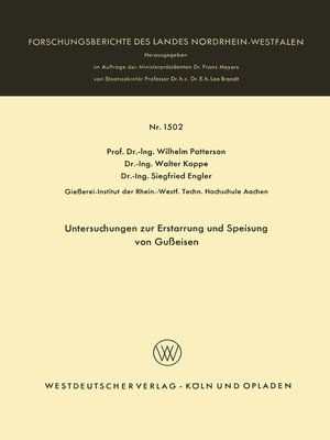 cover image of Untersuchungen zur Erstarrung und Speisung von Gußeisen